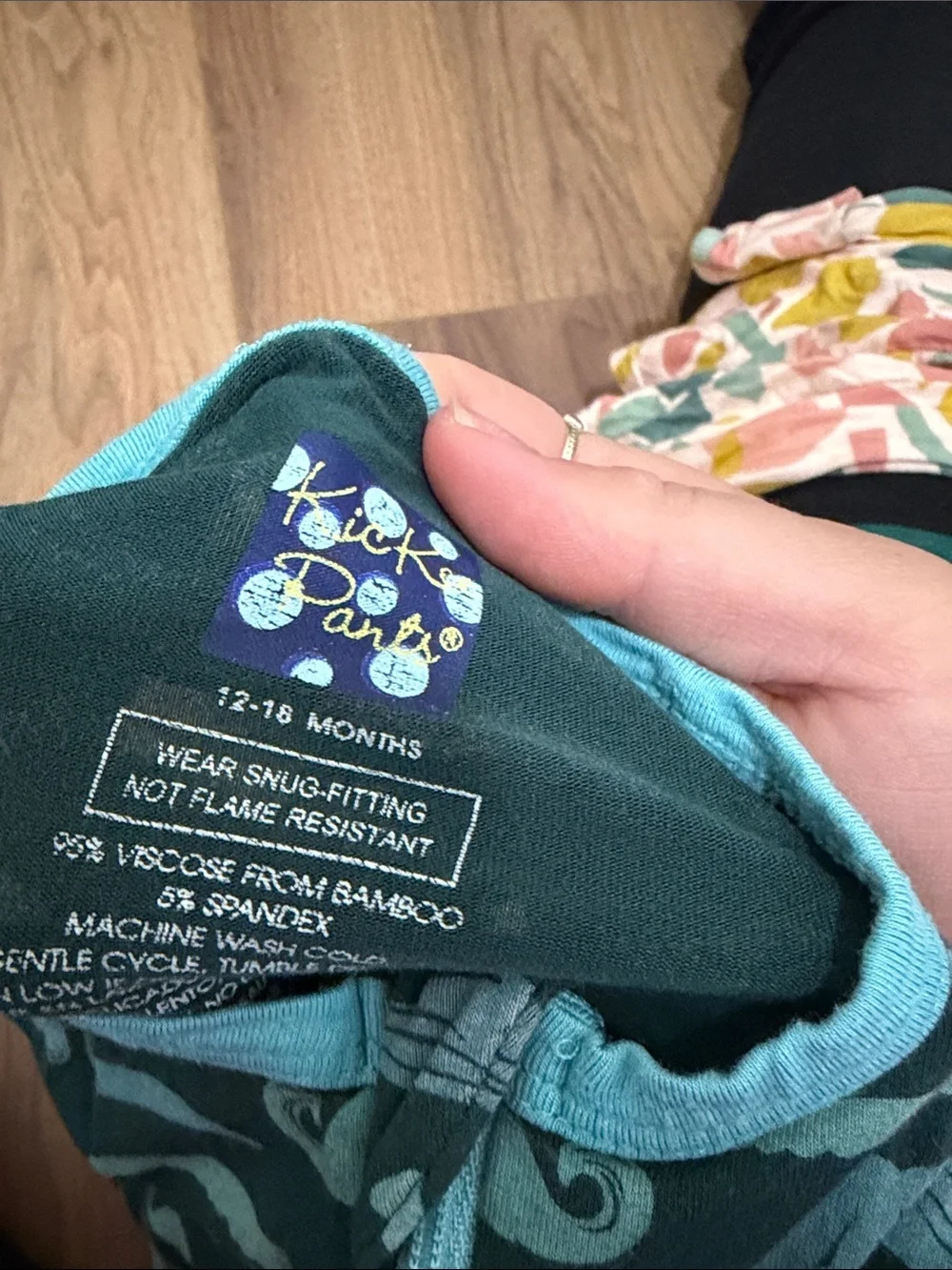 Kickee Pants Dark Green and Teal Mustache Print Footed One-Piece